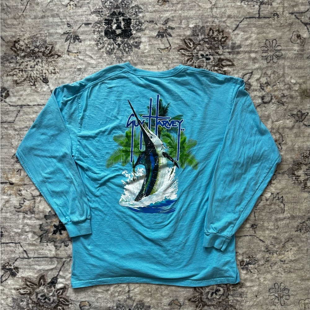 Guy Harvey Aqua Long Sleeve Marlin Graphic Fishing Tee - Picture 7 of 7